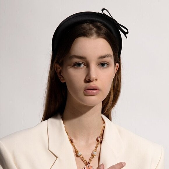 New Red Valentino Point D\'esprit Tulle Side Maxi Bow Black Headband New With Tag main image 8